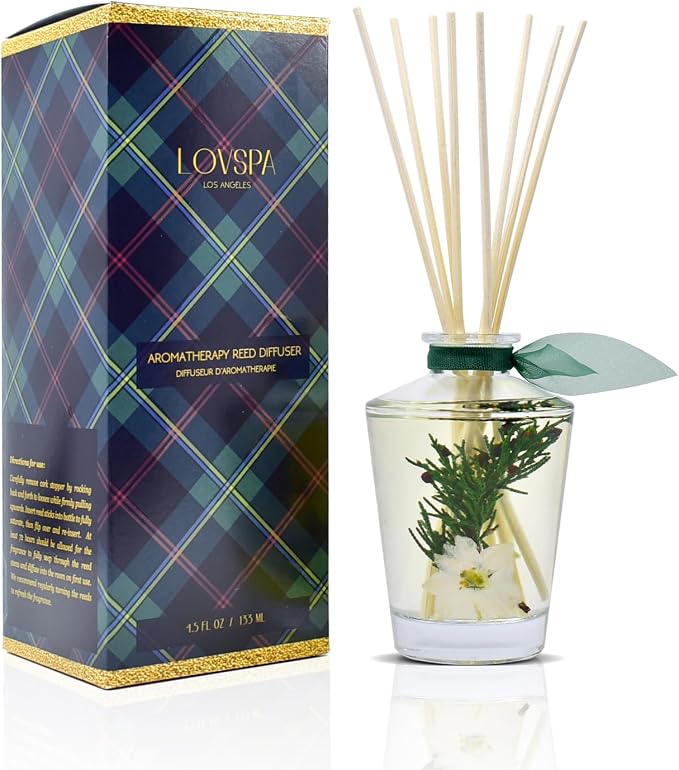 Reed Diffuser Set, Sparkling Balsam Scented Oil Diffuser with Sticks, Home Fragrance Accessories for Bathroom Shelf Decor, Aroma Diffusers for Home or Office Desk, USA Made