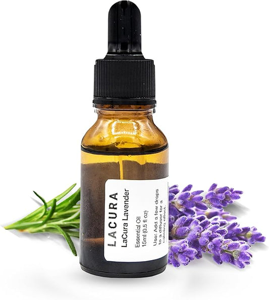 LaCura Pure Lavender Essential Oil for Home Aromatherapy - 100% Pure Therapeutic Grade Oil for Stress Relief, Sleep & Skincare - 15ml with Precision Dropper for Effortless Application