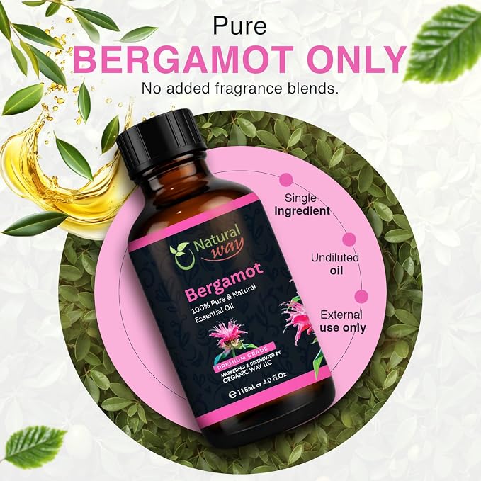 Bergamot Essential Oil for Diffusers | Natural Aroma Oil for Home Fragrance, Humidifier & DIY Candle Making, Long Lasting Scent for Office, Bedroom & Soothing Scent 4 Fl Oz (120 mL)