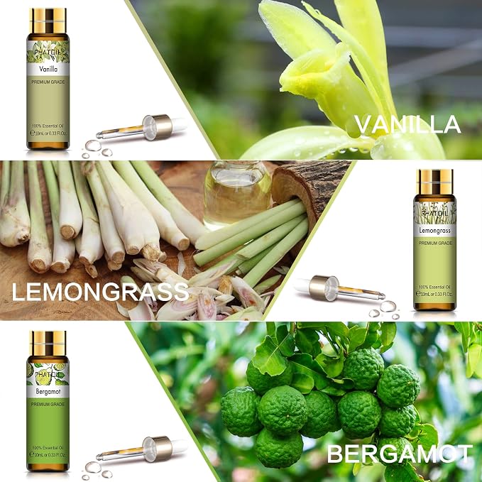 PHATOIL 9PCS Premium-Quality Essential Oils Set for Soap Making Diffusers, 10ml/0.33fl. oz Fragrance Oils, Long Lasting Scents, Gift Set for Friends and Families