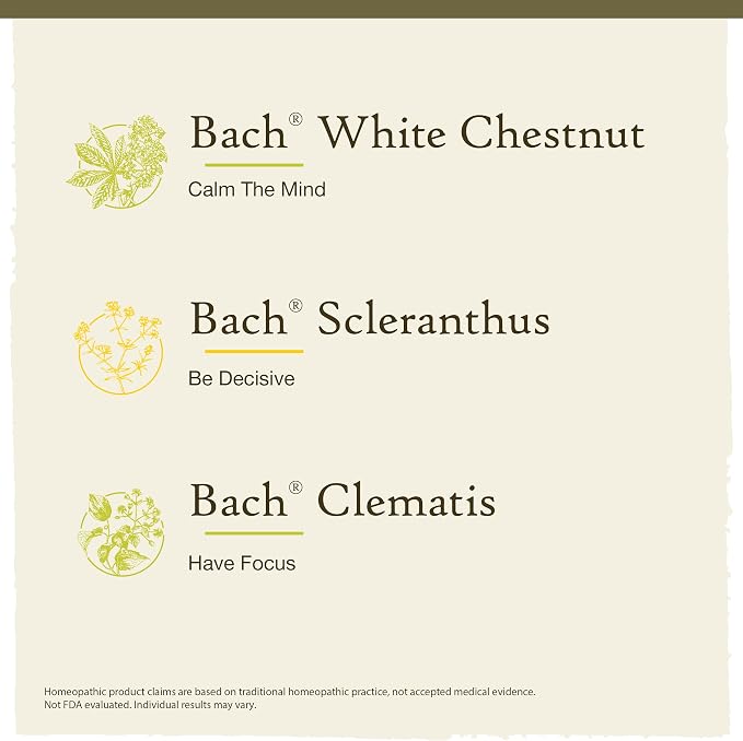 Bach Original Flower Remedies, Clarity of Mind Kit, For Focus and Mindfulness, Natural Homeopathic Flower Essence, Holistic Wellness, Vegan, 3 x 20mL Droppers