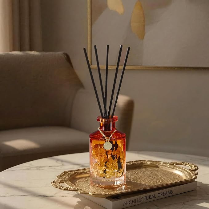 Airkeep Reed Diffuser Set,Sunshine Lavender Luxury Scented Diffuser with Sticks Long Lasting Home Fragrance for Bathroom Shelf Decor 6.09 fl oz (180ml)