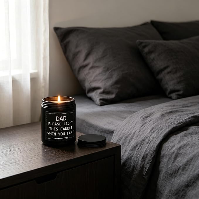 “Please Light This Candle When You Fart” Humor Candle, Dad Gifts, Dad Gifts from Daughter & Son, Birthday Gift, Sandalwood Soy Wax, 7OZ