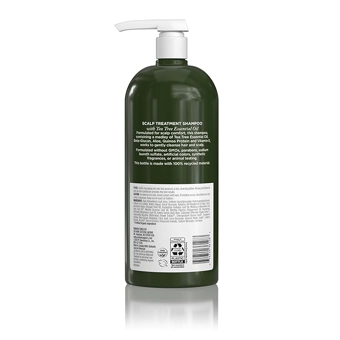 Avalon Organics Scalp Treatment Tea Tree Shampoo, Encourages Scalp Well-Being and Leaves Hair Soft, 32 Fluid Ounces