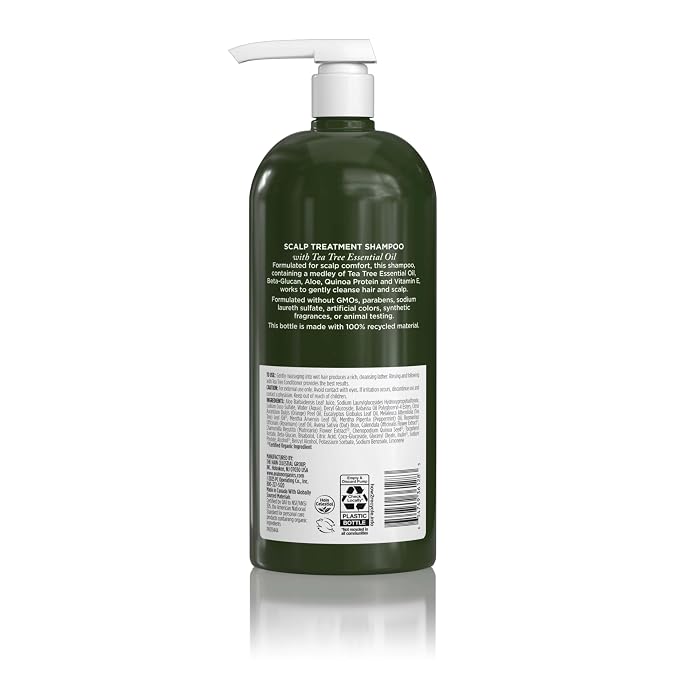Avalon Organics Scalp Treatment Tea Tree Shampoo,Encourages Scalp Well-Being and Leaves Hair Soft,32 Fluid Ounces,(Pack of 2)