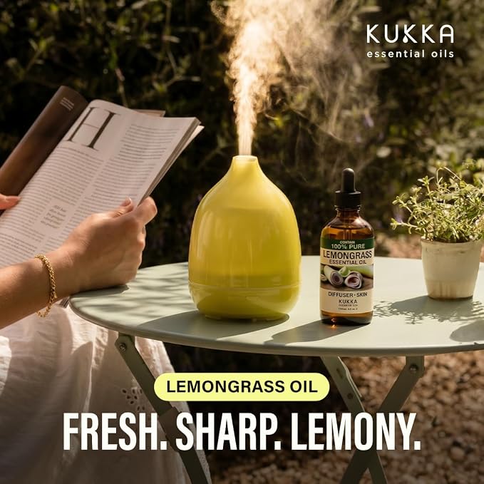 100% Pure Lemongrass Oil - 4 Fl Oz Lemongrass Essential Oil for Hair, Skin, Diffuser, Aromatherapy & DIY Soap Making Scent