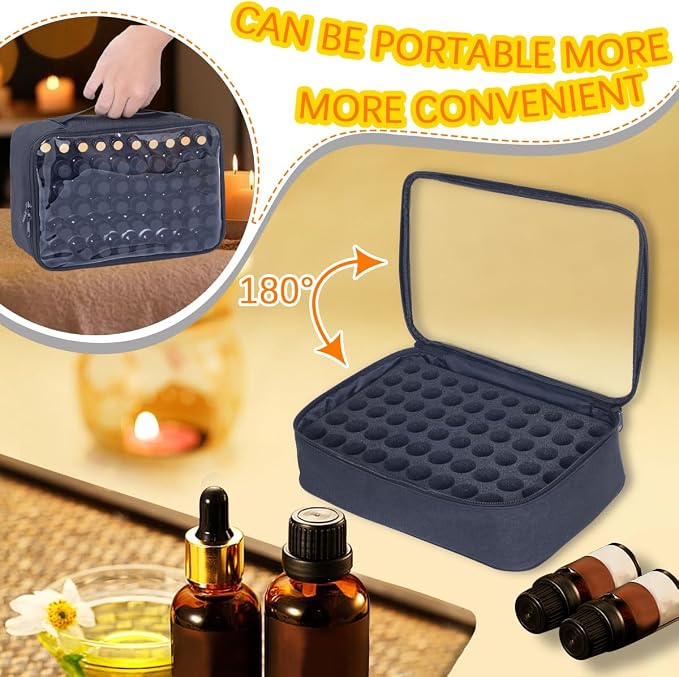 Essential Oils Carrying Case Holds 60 Bottles with Detachable Pad,Black