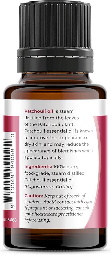 Viva Doria Patchouli Essential Oil, 100% Pure, Natural Essential Oil, Undiluted, for Aromatherapy | Food Grade, 15 mL (0.5 Fluid Ounce)