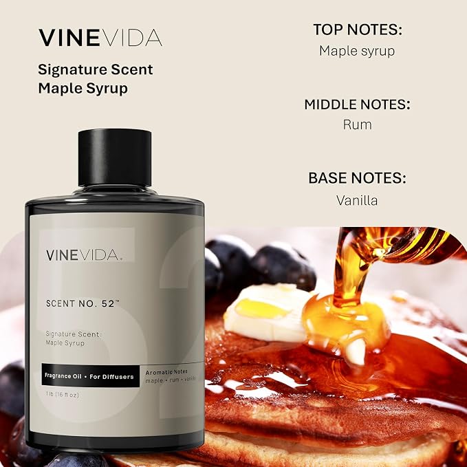 VINEVIDA [16 Fl Oz] Maple Syrup Fragrance Oil for Cold Air Diffusers, Essential Oils for Diffuser Oil Refill & Air Freshener Room Spray