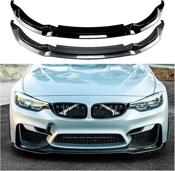 For Bmw F80 F82 F83 M3 M4 V Style 2015-2020 Front Bumper Splitter Lip Spoiler Car Diffuser Bodykits Cover Guard Protector Kits(Glossy black)