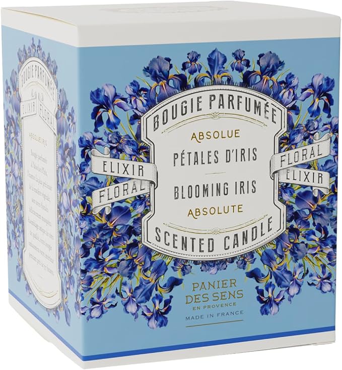 Panier des Sens Iris Candle - Hand-Poured in Provence, France - Long Lasting Scented Candles - up to 55 Hours Burn Time - Iris Scented Candle - 100% Natural Cotton Wick - 6.3 oz