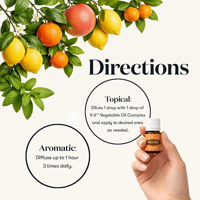 Young Living Citrus Fresh Essential Oil Blend | 5 ml | Bright Citrus Aroma with Orange, Grapefruit, Mandarin, Lemon & Spearmint | Essential Oil Blend for Diffusers, Aromatherapy & Everyday Use