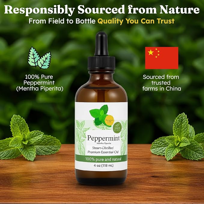 Steam Distilled Peppermint Essential Oil - Premium Hair Growth Oil for Scalp Stimulation & Refreshing Aroma - Essential Oil Supports Healthy Hair, Skin & Mental Clarity - 4oz
