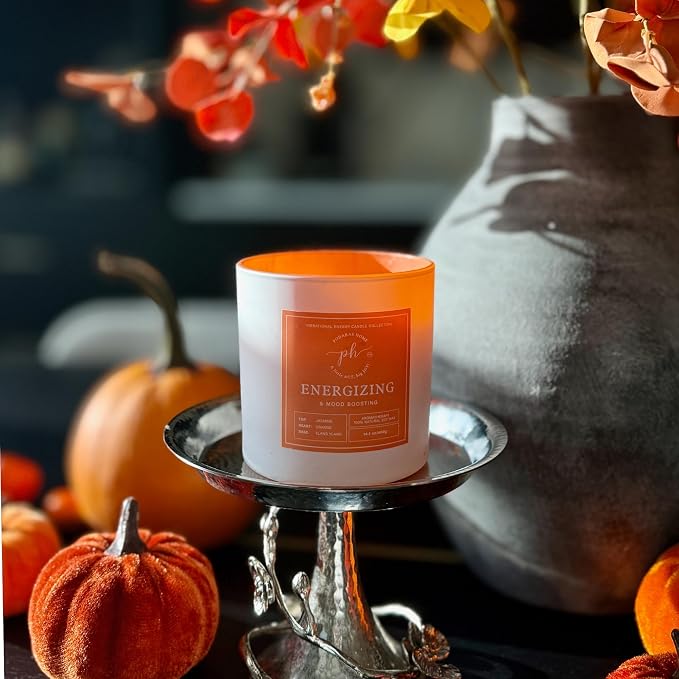 Extra Large Candle – Energizing & Mood Boosting | Orange & Bergamot Ylang Ylang | 14.1 oz (400g) 60 Hours Burn time| Vegan, Clean Burn | Uplift Mood & Confidence