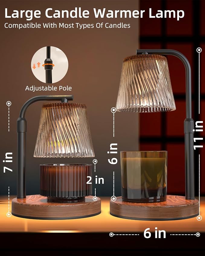Candle Warmer Lamp with Timer: Flower Candle Lamps Height Adjustable Wax Melt New Home Decor House Warming for Women, Modern
