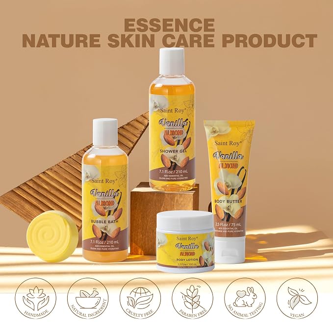 Coconut Almond Spa Gift Basket for Woman Man, 20Pcs Bath & Body Set | Gift For Women & Men, Home Spa Kit, Bath and body Self Care Gifts for Christmas, birthday, holiday gifts