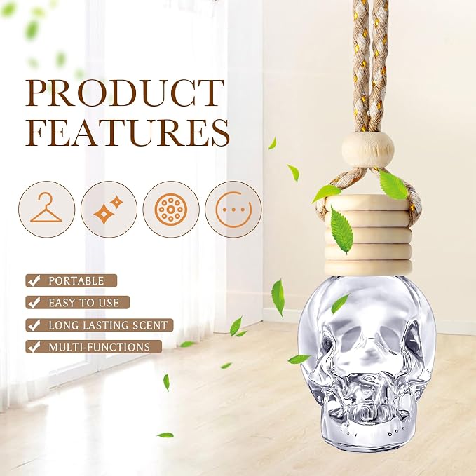 BBTO 100 Pcs Hanging Car Freshener Car Diffuser Bottles Empty Glass Perfume Bottle Freshener Diffuser Bottle Pendant for Essential Oil Fragrance Aromatherapy Ornament (Clear)