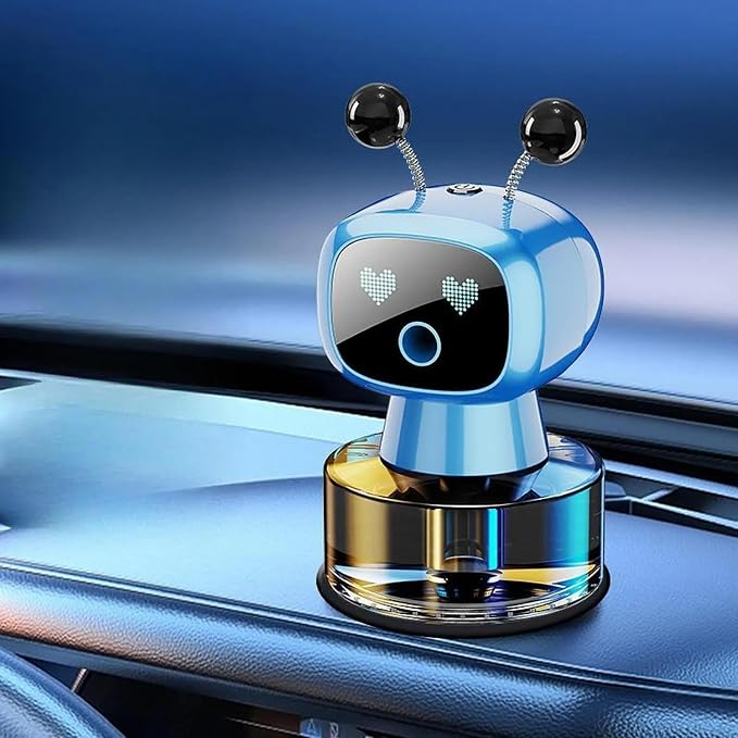 Robot Intelligent Aromatherapy Machine, Smart Cute Robot Car Air Freshener - Fine Spray/Fillable/Four-Gear Adjustment/Vibration Sensing/On-Off/Large Capacity Long-Lasting Fragrance/Blue-V2(Ocean)
