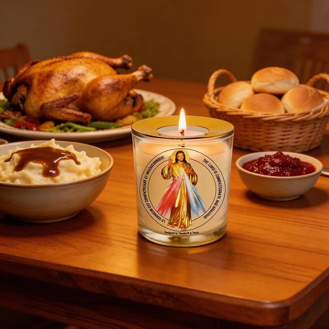 Divine Mercy Prayer Candle 50 Hours│Hand-Poured Natural Soy Wax│Infinite Love, Forgiveness, and Mercy for All People, Salvation and Grace, Jesus I Trust in You│Design in Paris│3“×3.6”
