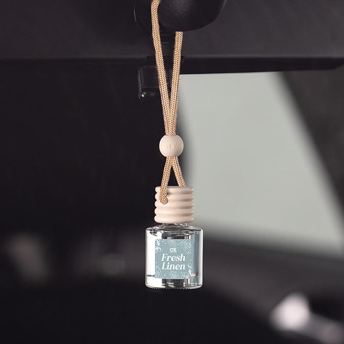 C&E Craft Co Hanging Car Air Freshener Diffuser 2 Pack, Long Lasting Fragrance Oil Car Freshener, Glass Bottle Auto Air Freshener, Made in USA (Fresh Linen)
