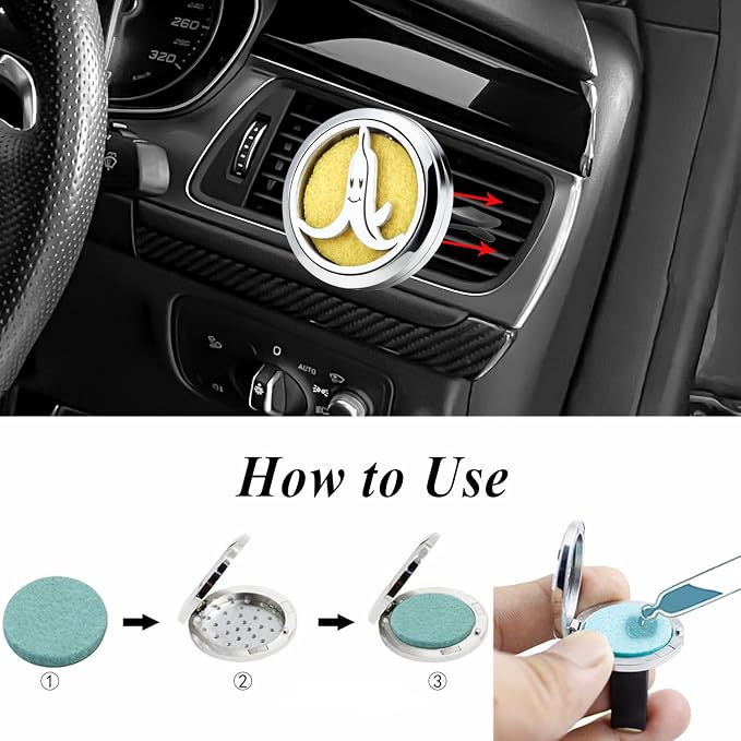 30mm Car Essential Oil Diffuser Vent Clips Air Freshener Vent Clip Aromatherapy Car Accessories 10 Felt Pads for Gift Women (Banana)