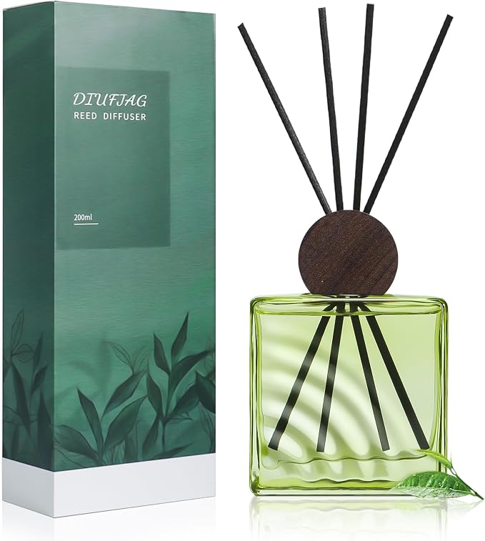 6.76 oz Darjeeling Tea Scent Diffusers with 8 Fiber Sticks,200ml Reed Diffuser for Bathroom Room Air Freshener, Last up for 40 Days