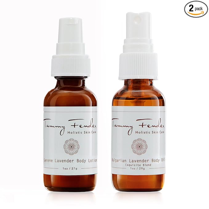 TAMMY FENDER - Sweetest Dreams Gift Set | Natural, Organic, Cruelty Free, Non-Toxic Skincare | Nourish Skin Overnight | Bulgarian Lavender Body Oil + Serene Lavender Body Lotion (1oz Each)