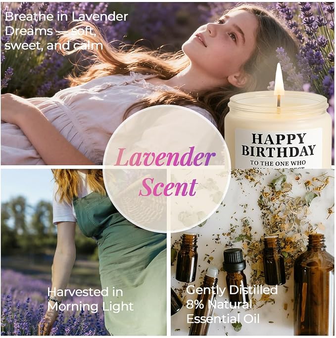 Birthday Gifts for Women – Funny Lavender Candle, Best Friend Birthday Gifts for Women Unique, Thoughtful Gift for BFF, Soul Sister, Coworker, or Classmate, White