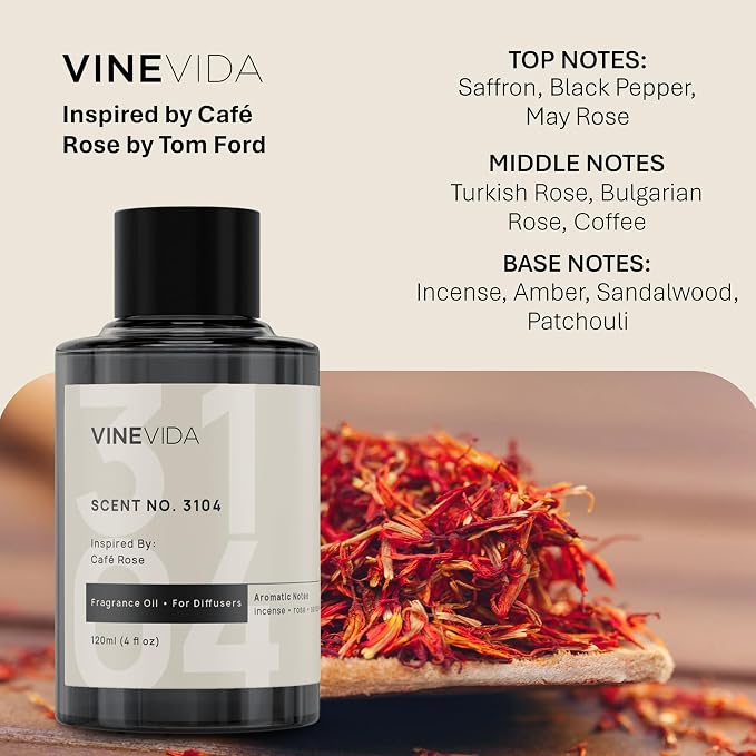 VINEVIDA [4 Oz] Inspired by: Café Rose; Diffuser Oil Refill | Premium Scent Diffuser Oil for Home | Non-Toxic Fragrance
