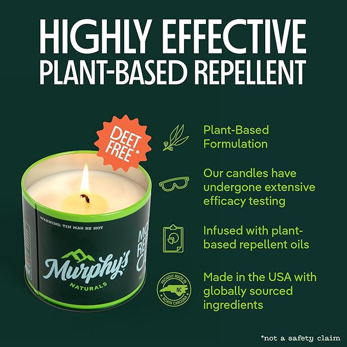 Murphy's Naturals Mini Mosquito Bug Repellent Candles for Outdoor Patio, Citronella & Essential Oils, 14-Hour Burn Time Each, 3.5 oz, 3-Pack