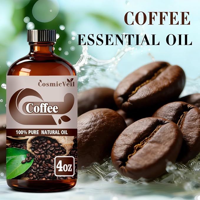 Coffee Essential Oil Coffee Oil for Aroma Diffuser,Humidifier,Home Fragrance,Cleaning,Body Care,Massage,Yoga,DIY Candle,DIY Soap CosmicVeil（Coffee，4 Fl Oz (Pack of 1)）