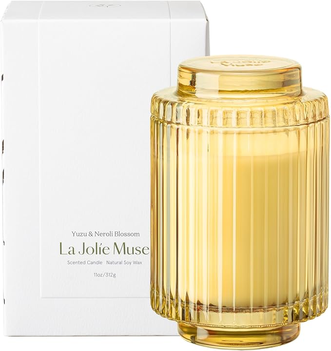 LA JOLIE MUSE Yuzu & Neroli Blossom Candles, Scented Candle Gifts for Women&Men, Natural Soy Candles, Long Burning Luxury Jar Candle, 11oz