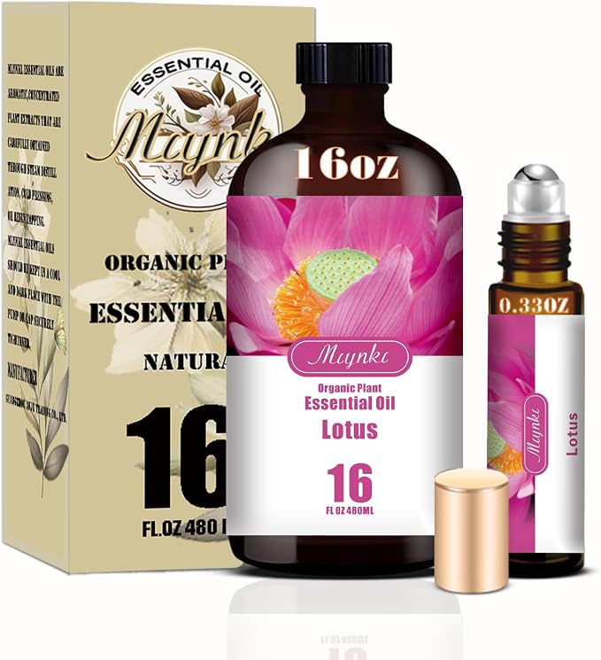 Lotus Essential Oil, Lotus Oil for Meditation, Diffuser, Humidifier, Massage, DIY Candle, Soap, Yoga, Relaxation, Gift Ready,Lotus Fragrance Oil - MLYNKL Essential Oils (16.33 fl oz / 490ml)