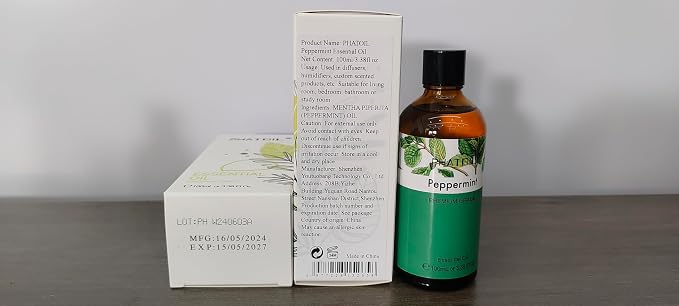 PHATOIL Peppermint Essential Oil, Huge 3.38 Fl Oz Pure and Natural, Premium Grade Essential Oil for Diffuser and Aromatherapy