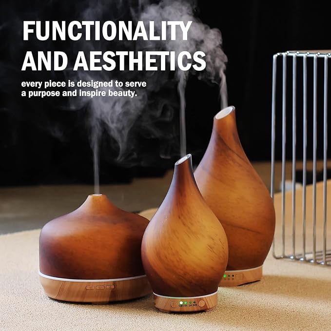 Porseme 150ml Essential Oil Diffuser Glass Color Changing Aroma Air Diffusers Aromatherapy Ultrasonic Cool Mist Humidifier 6 Running Hours Waterless Auto-Off for Sleeping Yoga Office Spa (Caramel)