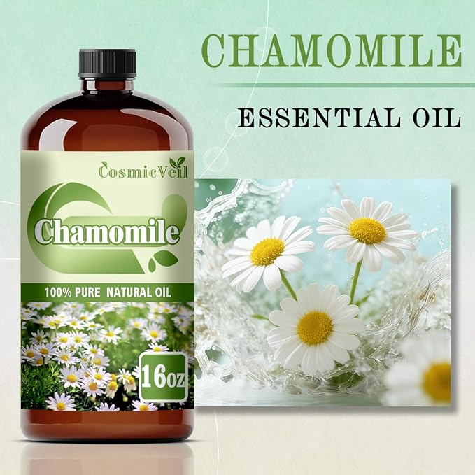 Chamomile Essential Oil Chamomile Oil for Aroma Diffuser,Humidifier,Home Fragrance,Cleaning,Body Care,Massage,Yoga,DIY Candle,DIY Soap CosmicVeil（Chamomile，16 Fl Oz (Pack of 1)）