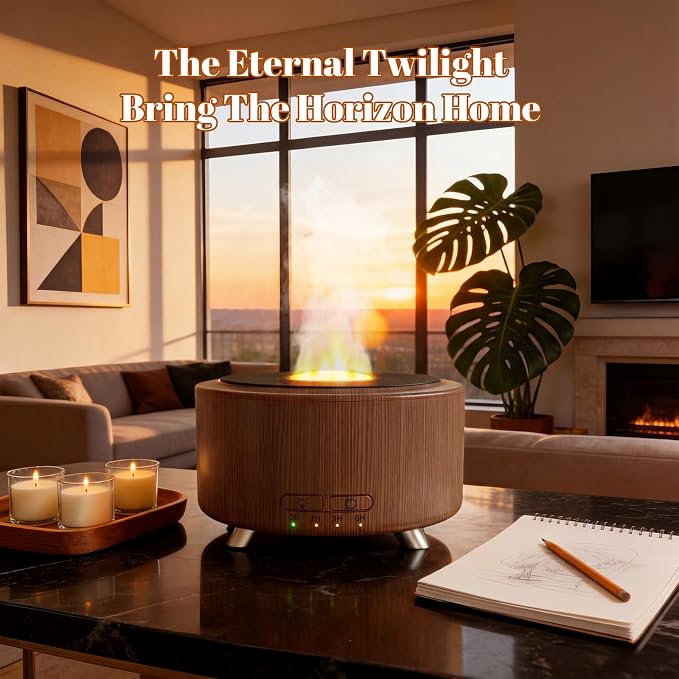 Essential Oil Diffuser for Home, 500ML Aromatherapy Diffuser Oil Machine for Office Room Yoga, Aroma Diffuser with Auto-Off Function, 9 Colors LED Night Light, Dark Wood