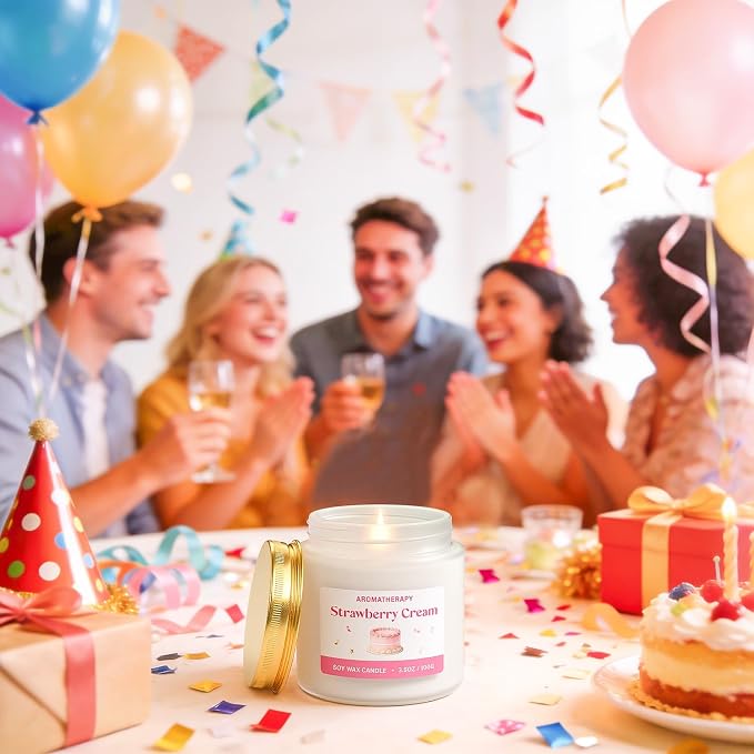 Birthday Candle, Scented Candles Gifts for Women, Soy Candle Gift Set, Pink Birthday Candles, 2 Pack Sweet Aromatherapy Candles for Celebration & Relaxing