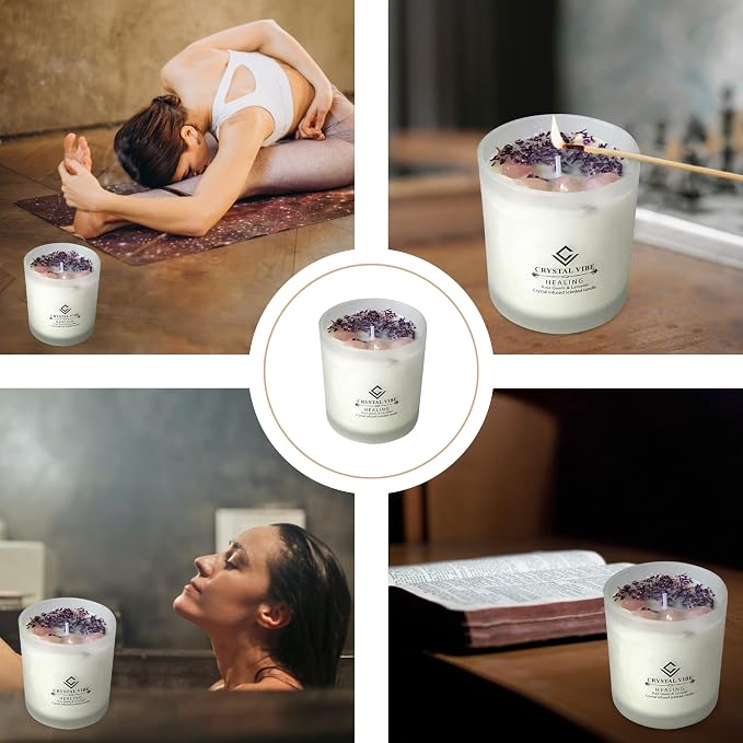 Crystal Vibes Scented Candle for Aromatherapy & Meditation | Long-Lasting Fragrance | Relaxing Home Décor | Stress Relief & Calm Ambience