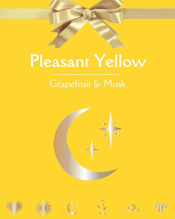 Pet Odor Candle | Grapefruit & Musk w/Gold Moon & Stars Symbol | Pleasant Yellow Candle for Pet Odor Eliminator, Soy Non Toxic Spring Scents and Mom Gifts