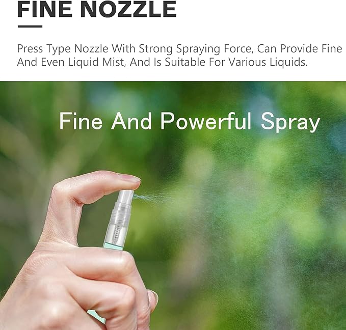 Mini Spray Bottle, Clear Plastic Empty Sample Containers, Fine Mist Perfume Travel Refillable Spray Bottle Perfume Atomizer Small Portable Bottle for Cleaning, Travel, Essential Oils(60, 3ml)