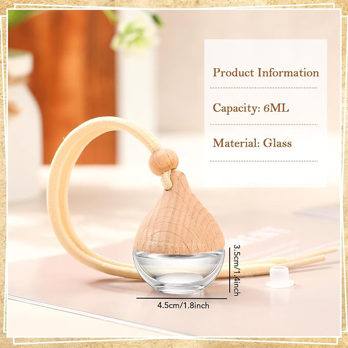Rtteri 50 Pcs Car Air Fresheners Diffuser for Essential Oil Empty Hanging Bottle Glass Bottles Refillable Perfume Pendant Aromatherapy Fragrance Ornament Decor(Simple Style)