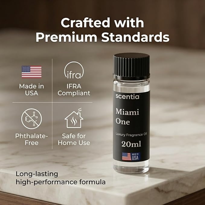 Scentia Miami One (My Way) Aromatherapy Oil for Diffuser – Hotel Scent Inspired by 1 Hotel Miami Beach – 20 mL – Lemon, Sandalwood & Cedar Natural Fragrance Oil for Waterless & Cold Air Diffusers