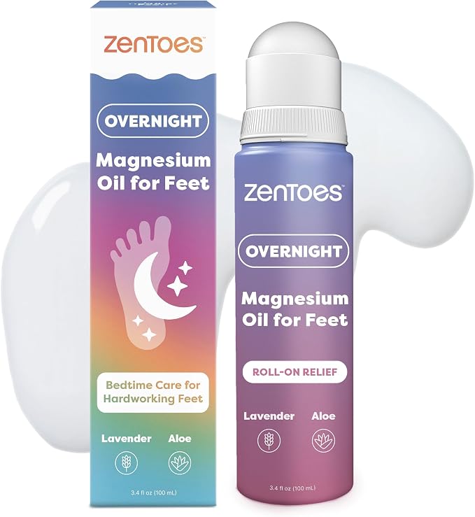 ZenToes Magnesium Oil for Feet | Targeted Tension Relief Roller Ball for Restless Legs & Feet | Magnesium Spray Alternative for Restful Sleep | Lavender & Mint Scent | 3.4oz
