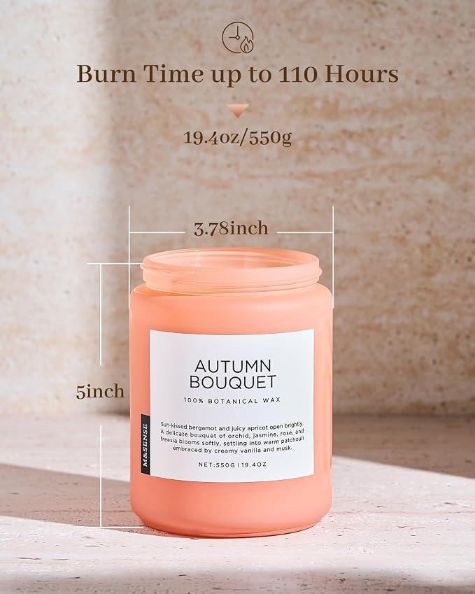 M&SENSE Scented Candles Orchid Jasmine Flower Aroma Large 19.4oz Natural Soy Wax 110 Hours Burn Time Clean Non Toxic 2 Wicks Scented Valentine Candles for Birthday Holiday Gifts