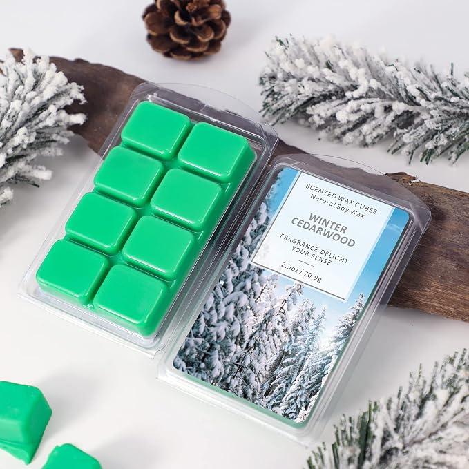 SCENTORINI Wax Melts Wax Cubes, Winter Cedarwood Candle Wax Melts Strong Scent, Soy Scented Wax Melts for Wax Warmer Christmas Home Decor, 2 x 2.5 oz