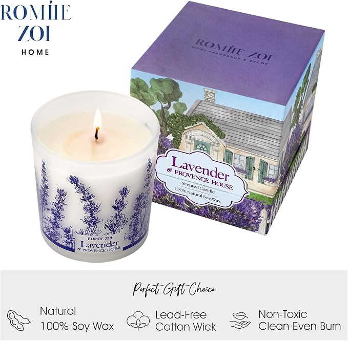 ROMIIE ZOI Scented Candle - Lavender & Rosemary- 6oz Aromatherapy Soy Wax Jar Candle for Home, Gifts for Women - 170g