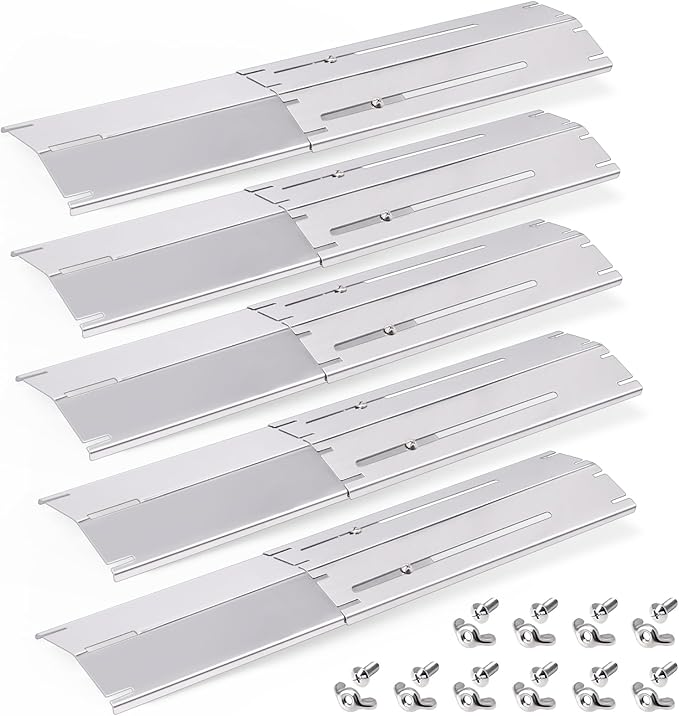 Adjustable Stainless Grill Heat Plates Shield For Nexgrill, Dyna Glo, Charbroil, Brinkmann Grill Replacement Parts, Universal Heat Tent, Burner Cover Guard, Heat Deflector, Heat Diffuser, Flame Tamer.