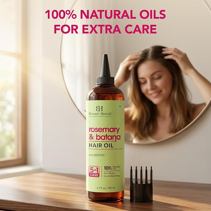 Botanic Hearth 100% Pure Rosemary Batana Oil For Hair Growth & Hair Treatment Oils 6.7 Fl Oz | Infused with coconut Oil | Hair Oil Repairs Dry Damaged Hair, Strengthening, Healthier | All Hair Types