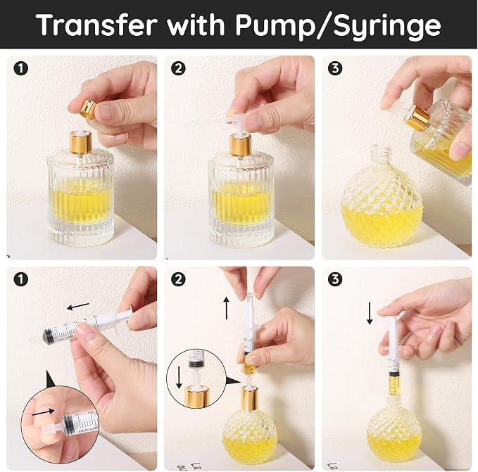 Segbeauty Perfume Refill Tool Kit, 8pcs Plastic Clear Dispenser Set, Funnel & Pump for Travel Refillable Atomizer